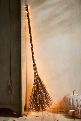 Twinkling Illuminated Vine Broom | Anthropologie (US)