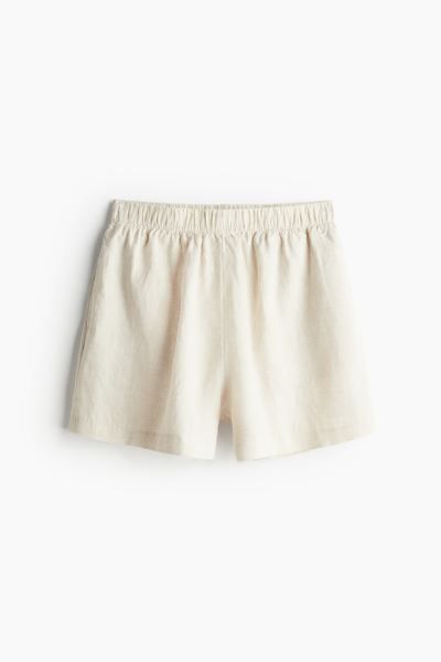 Pull-on Linen Shorts - Natural white - Ladies | H&M US | H&M (US + CA)