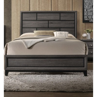Okak Queen Size Modern Platform Bed Frame Panel Low-profile Bed with Geometric Design Headboard Strong Wood Slats Easy to Assemble, Gray | Target