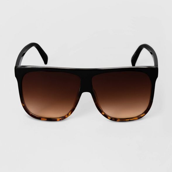 Women's Two-Tone Oversized Square Sunglasses - A New Day™ Black | Target