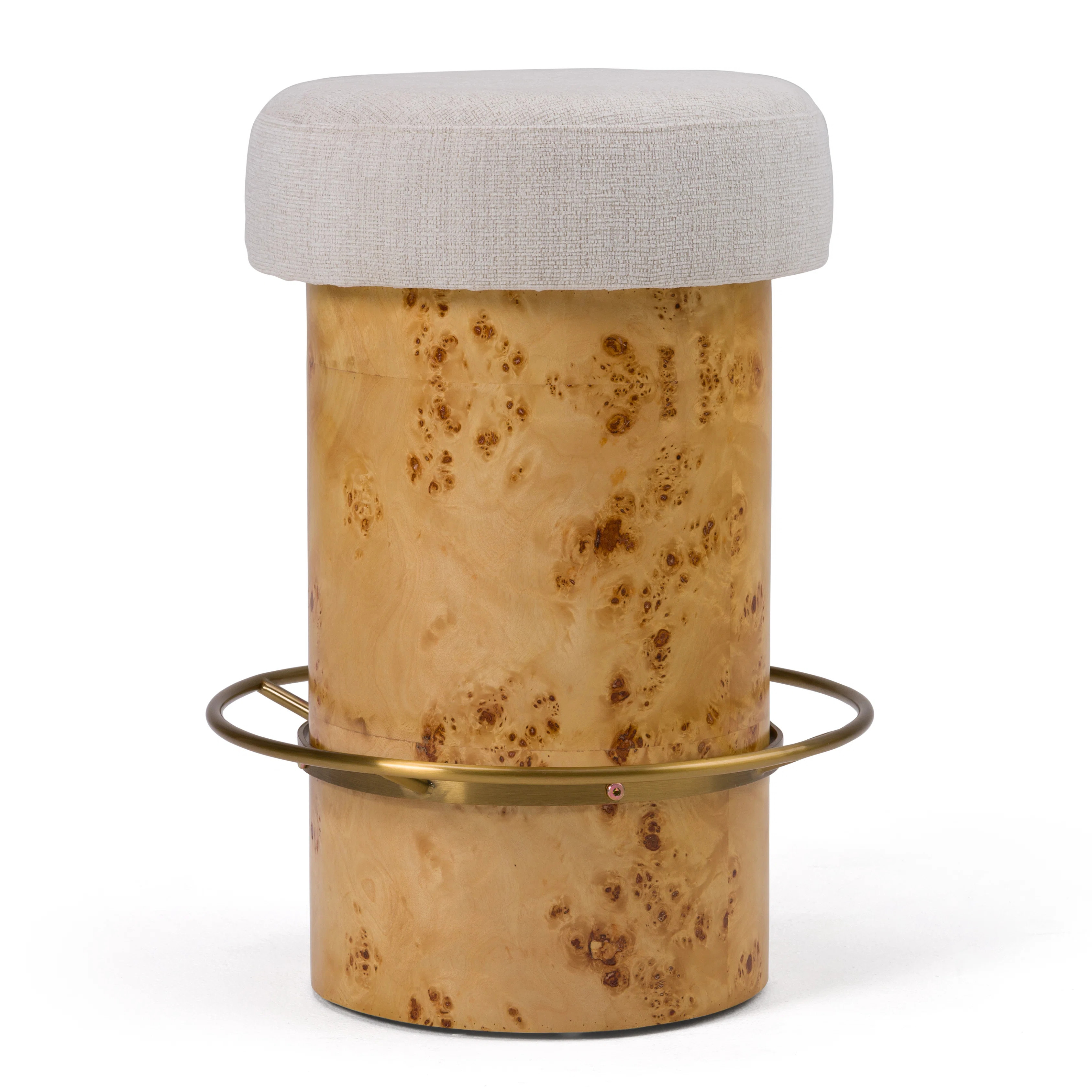 Saier - Cream Fabric + Burl Wood Counter Stool | Wayfair North America