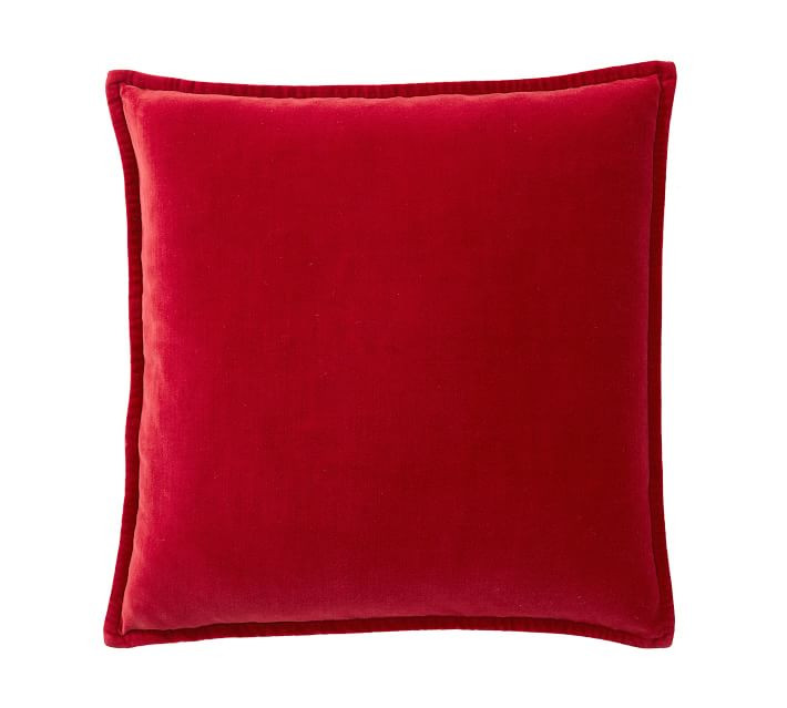 Washed Velvet Pillow Cover, 20 x 20", Cherry Red | Pottery Barn (US)