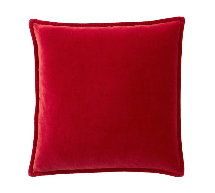 Washed Velvet Pillow Cover, 20 x 20", Cherry Red | Pottery Barn (US)