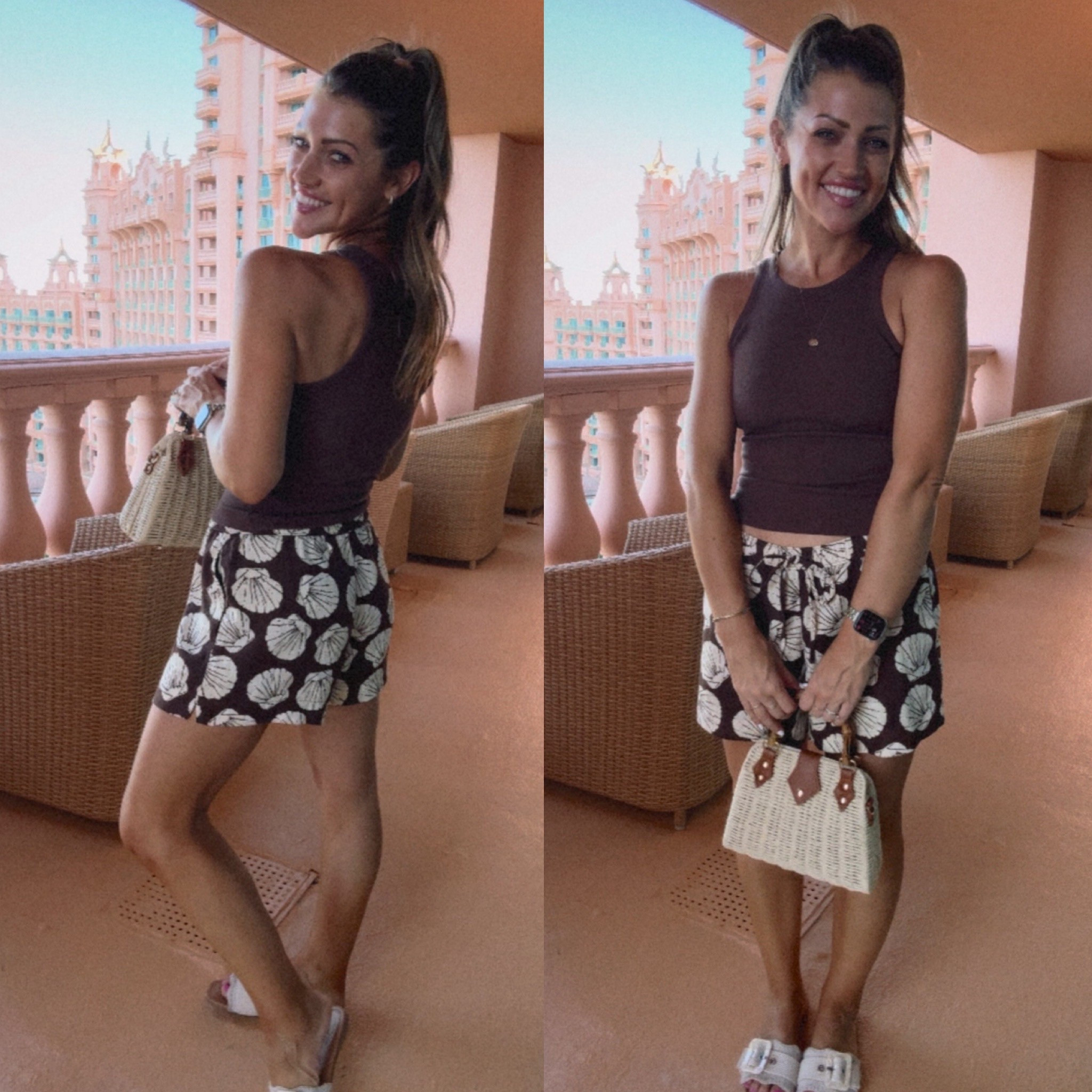 Cutest summer shorts ever 🐚🤎
Size small both items. This Amazon tank is also a must — has a a built in bra with pads. It’s amazing!

Vacation outfit
Beach trip
Travel
Destination
Summer outfit
Shorts outfit
Linen shorts
Vacation outfit ideas
Neutral outfit 