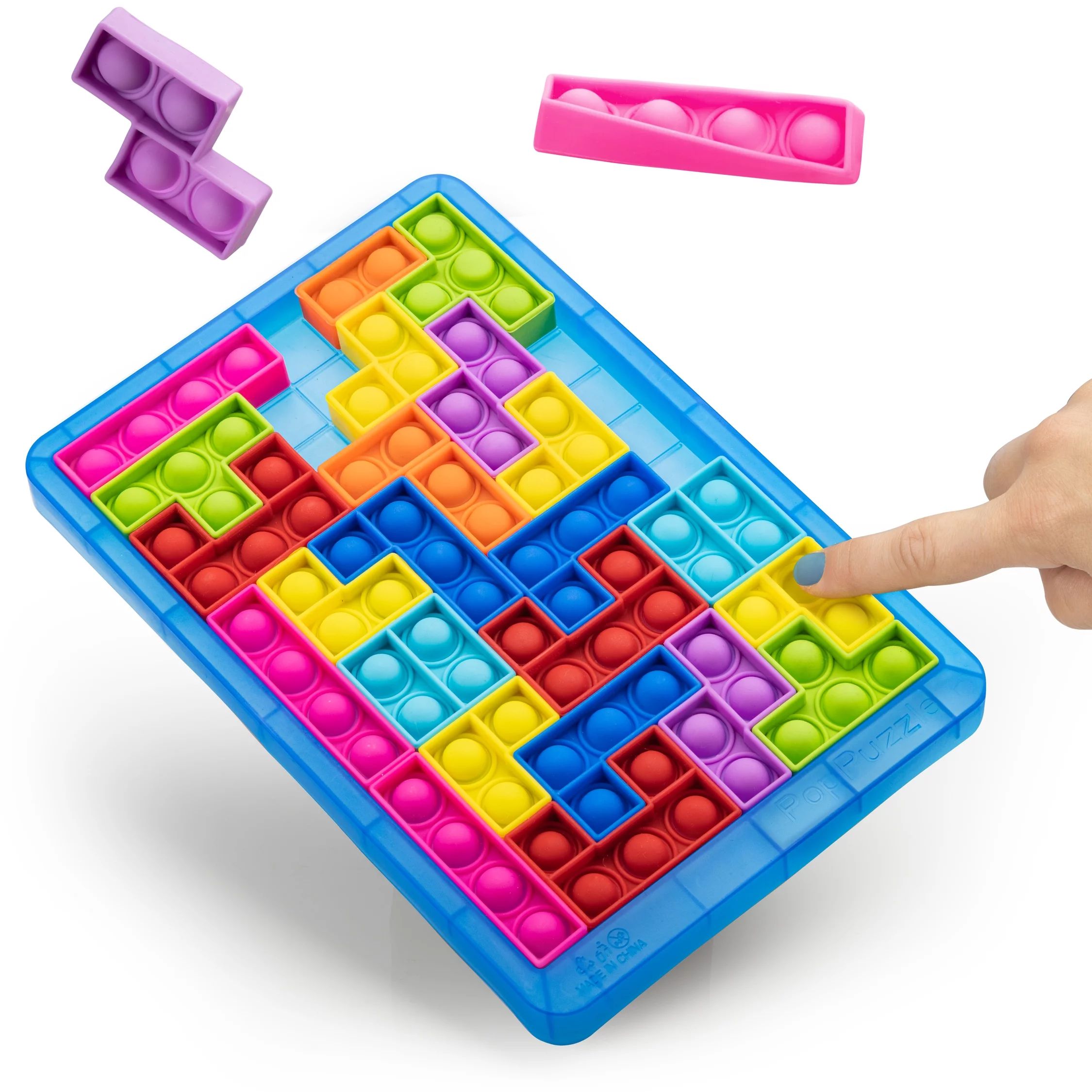 Power Your Fun 27pc Pop Its STEM Learning Jigsaw Puzzle Sensory Fidget Toys for Kids (Blue) | Walmart (US)
