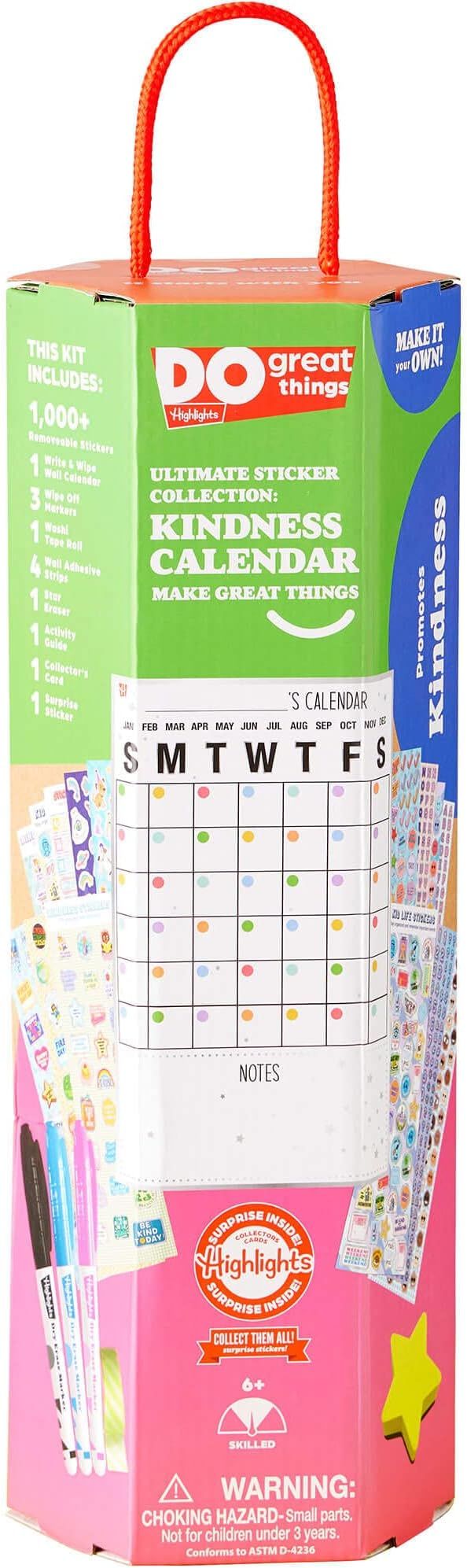 Highlights Kindness Dry-Erase Calendar for Kids, Includes 1300+ Reusable Stickers, Customizable W... | Amazon (US)