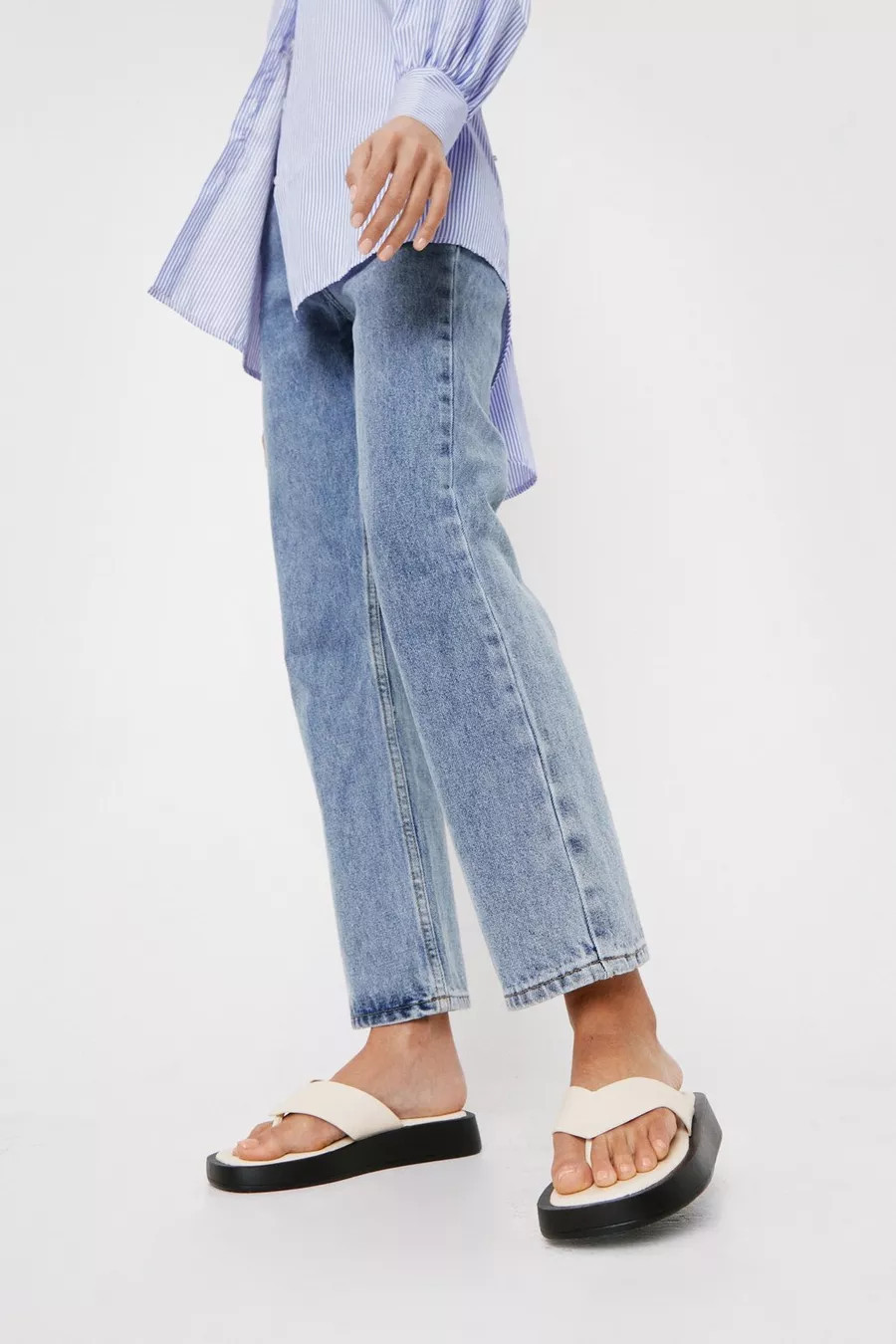 Faux Leather Toe Thong Flatform Sandals | Nasty Gal (US)