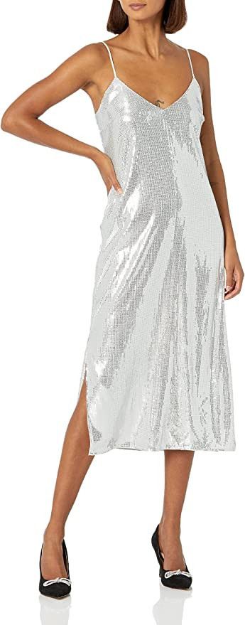 Amazon.com: The Drop Women's Zayne Holiday Shine Slip Dress Silver Sequins, M : Clothing, Shoes &... | Amazon (US)
