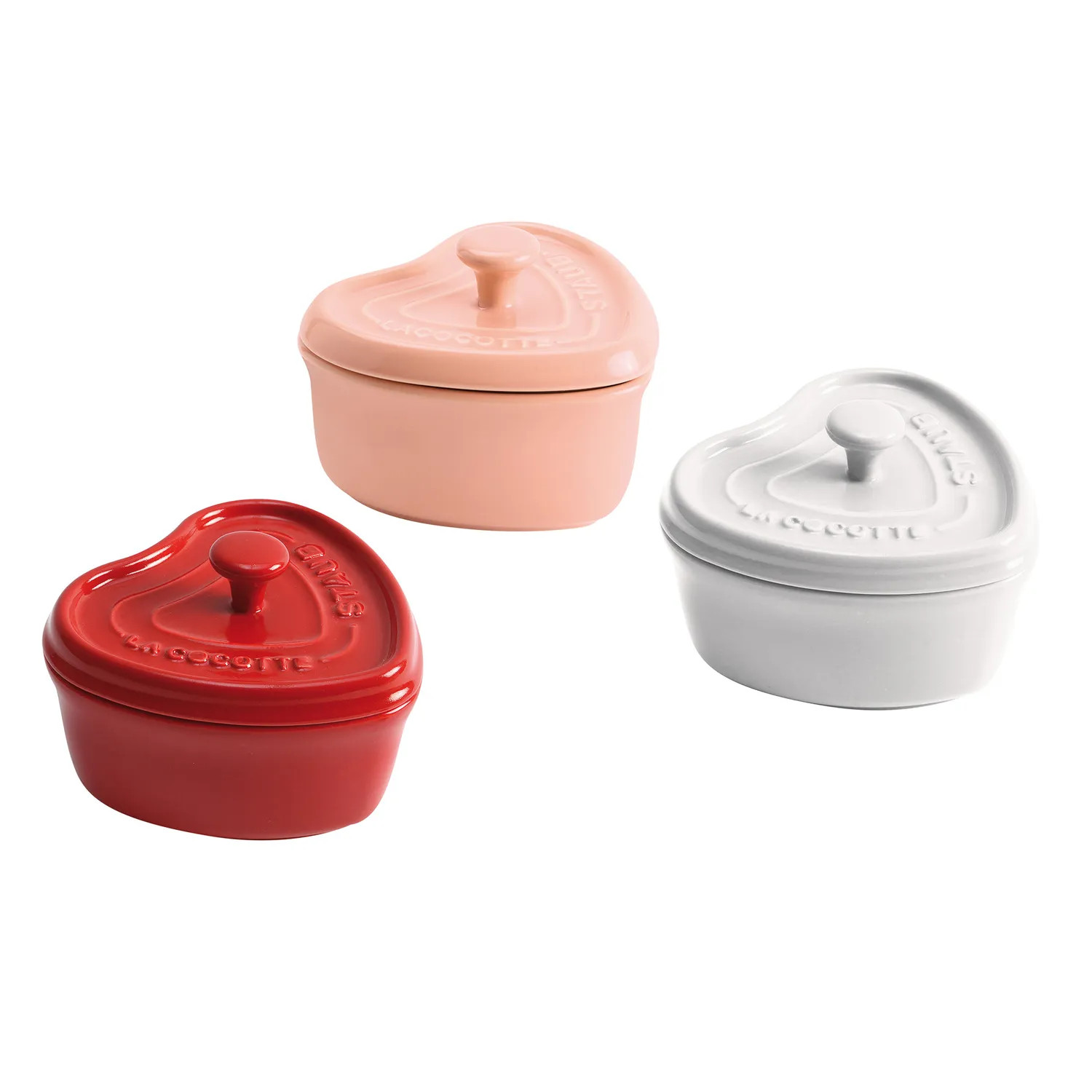 Staub Ceramic Mini Heart Cocottes, Set of 3 | Sur La Table