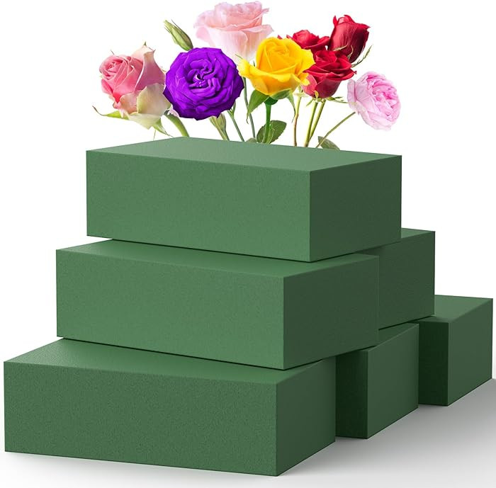 Upgraded 6 Pack Floral Flower Foam Blocks, Green Plant Foam for Flower Arrangements, Wet & Dry Fl... | Amazon (US)