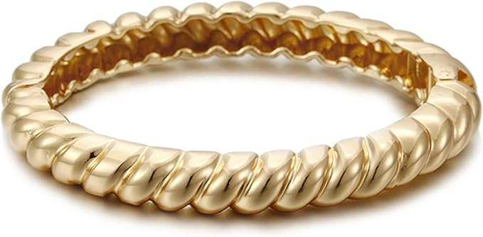 Aonklot Gold Bangle Bracelet for Women Twisted Bracelet Chunky Bangle Bracelet Wedding Bracelet J... | Amazon (US)