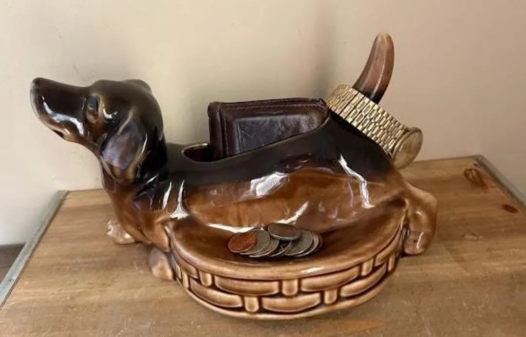 Vintage Men's Ceramic Dog Figurine Valet Tray Coin, Billfold, and Watch Holder Dresser Caddy - Et... | Etsy (US)