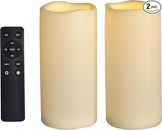 CANDLE CHOICE Large Waterproof Outdoor Battery Operated Flameless Candles Remote Timer Big Ivory ... | Amazon (US)