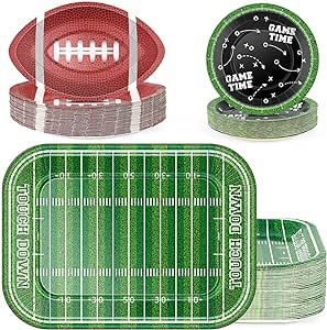 100 Pcs Football Sport Paper Plates Large Disposable Football Plates Decorations Supplies Heavy-D... | Amazon (US)