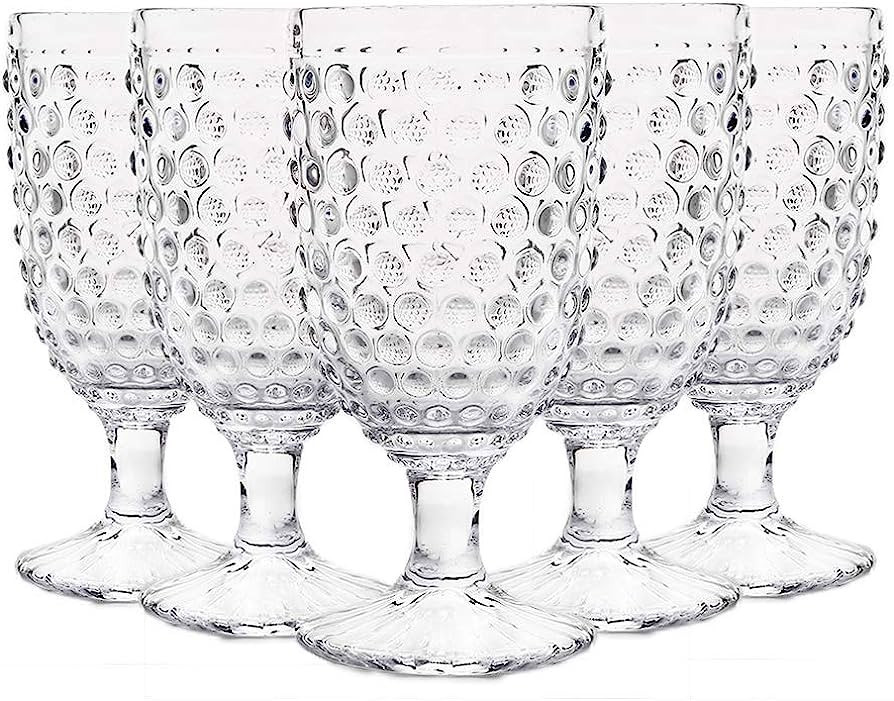 G Hobnail Iced Tea Beverage Goblets 13 oz. set of 6 Premiun Glass Set for Wine Soda Juice Water P... | Amazon (US)