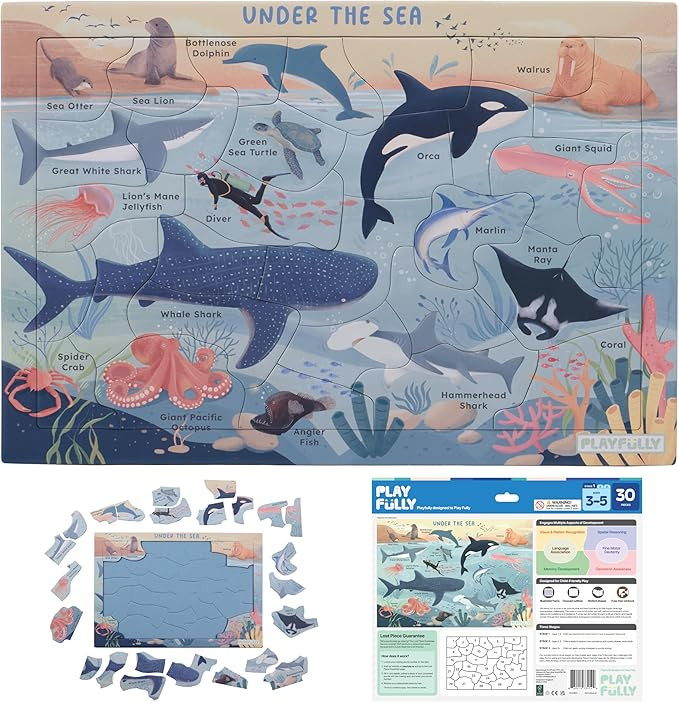 ‘Under the Sea’ 30 Piece Puzzle with Frame for Kids Ages 3-5 | Lost Piece Guarantee | Unique ... | Amazon (US)