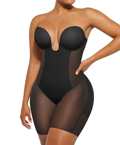 SHAPELLX Strapless Shapewear Bodysuit Plus Body Shaper Tummy Control for Women Short Tummy Control Top Slim Body Shaper | Amazon (US)