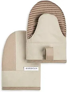 KitchenAid Beacon Two-Tone Non-Slip Mini Oven Mitt Set, Milkshake/Beige, 5.5"x8", 2 Piece | Amazon (US)