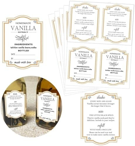 Homemade Vanilla Extract Stickers With Instructions, 1.5x2 Inch Personalized Instruction Labels f... | Amazon (US)