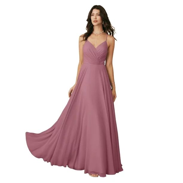 Alicepub V-Neck Chiffon Plus Size Bridesmaid Dresses Long Formal Evening Gown for Wedding Guest E... | Walmart (US)