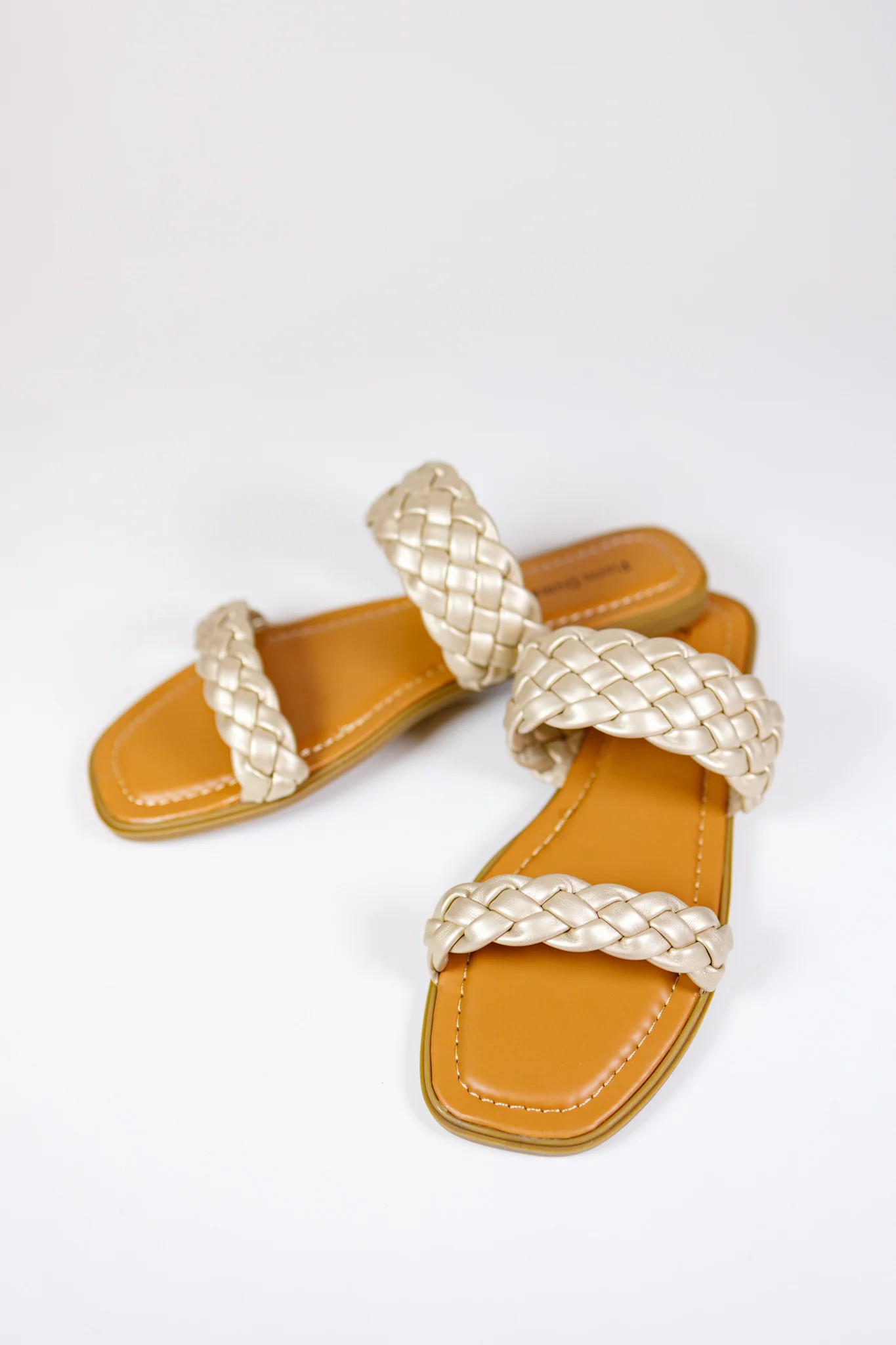 Gold Braided Double Strap Sandals 9 | Jaxe + Grace Boutique