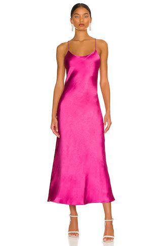 Line & Dot Makena Midi Dress in Magenta from Revolve.com | Revolve Clothing (Global)