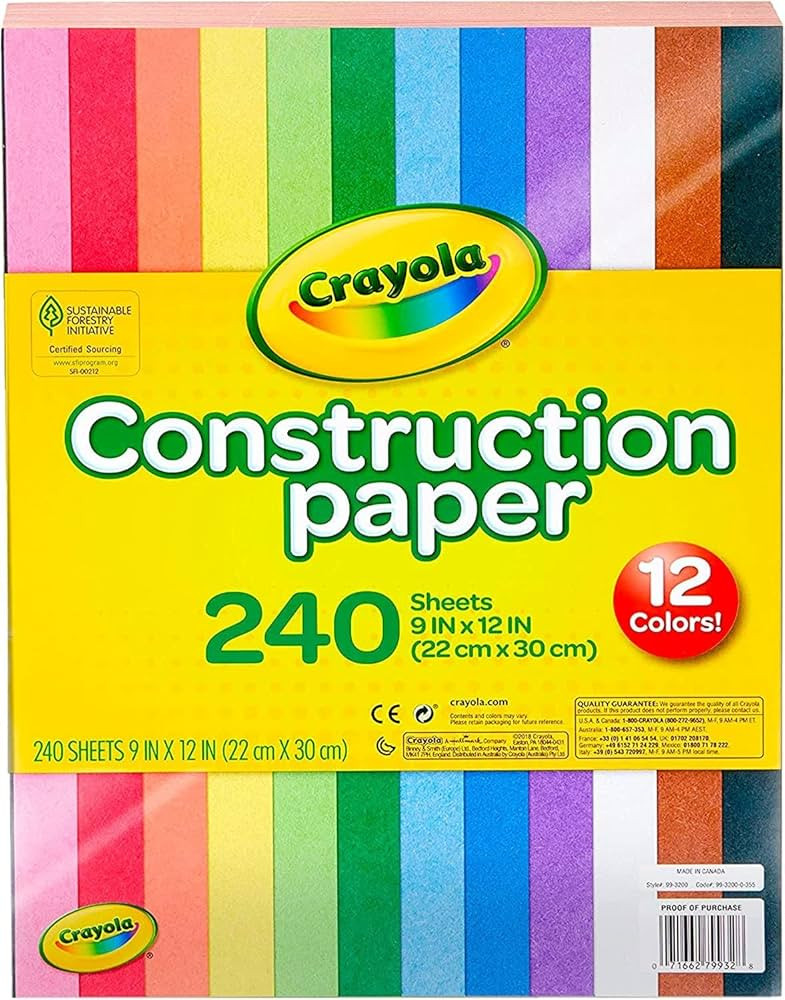 Crayola Construction Paper (240ct), 12 Assorted Colors, Kids Arts & Crafts Paper, Gifts for Kids,... | Amazon (US)