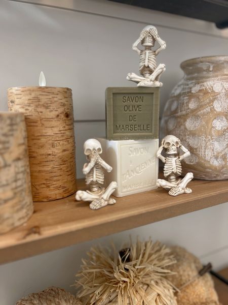 OBSESSED w/ these little minis for my bathroom shelf 💀🙈 they’re so cute! Come in a pack of 3 — good amazon find! 

Halloween / home decor / shelf design / inspo / fall / seasonal / cozy  

#LTKfindsunder50 #LTKHalloween #LTKhome