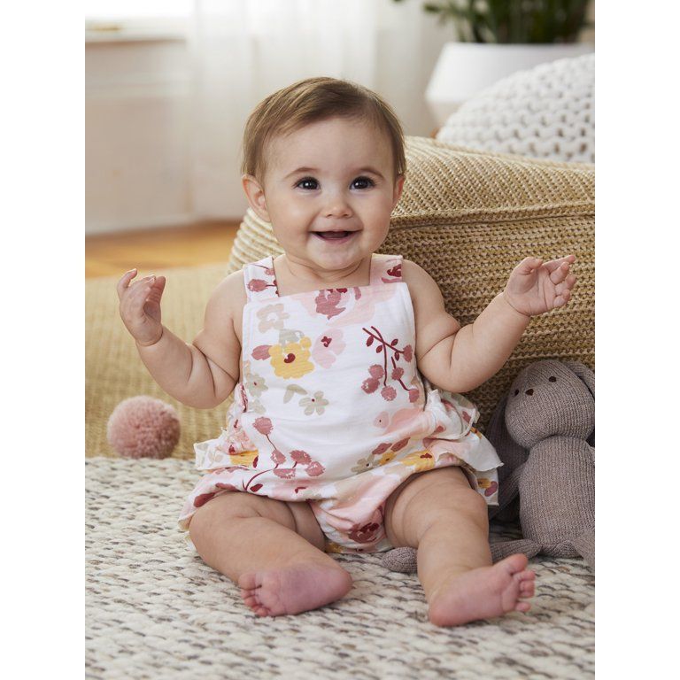 Modern Moments By Gerber Baby Girl Sleeveless Ruffle Romper (0/3 Months - 24 Months) - Walmart.co... | Walmart (US)
