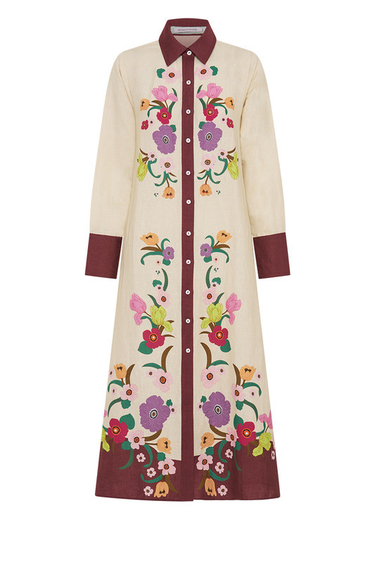 Jewel Floral Shirt Dress in Cream | Bohemian Traders
