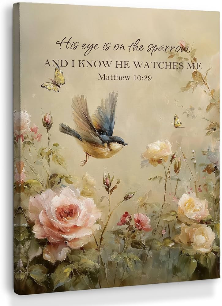 XINCEYWJ Vintage Christian Bird Floral Wall Art Decor, Religious Bible Verse Canvas Art Prints Fr... | Amazon (US)