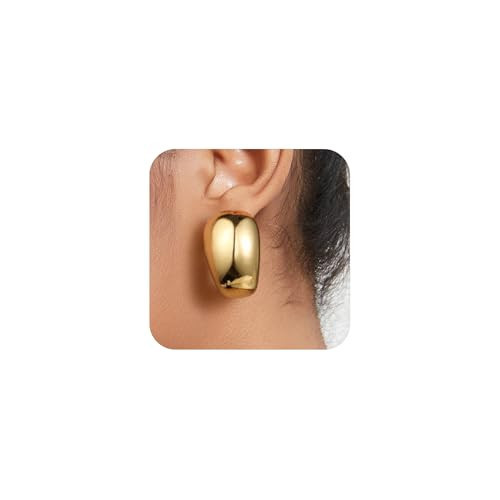 Chunky Gold Hoop Earrings for Women, Dome Large Big Hoop Earrings for Women Trendy Thick Lightweight Gold Statement Earring Woman Jewelry Gifts for Her | Amazon (US)