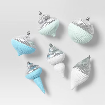 6ct Christmas Semi Flocking Semi Shiny White/Mint Blue - Wondershop™ | Target