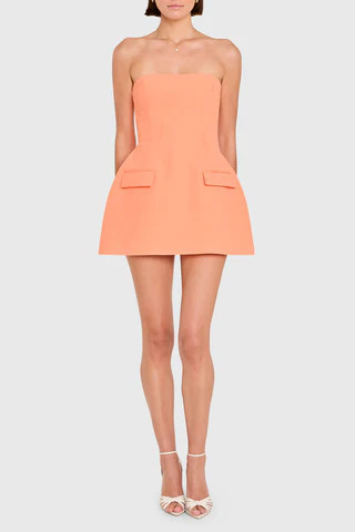 Amanda Uprichard Strapless Bethany Skort Romper in Guava - Size S | Amanda Uprichard