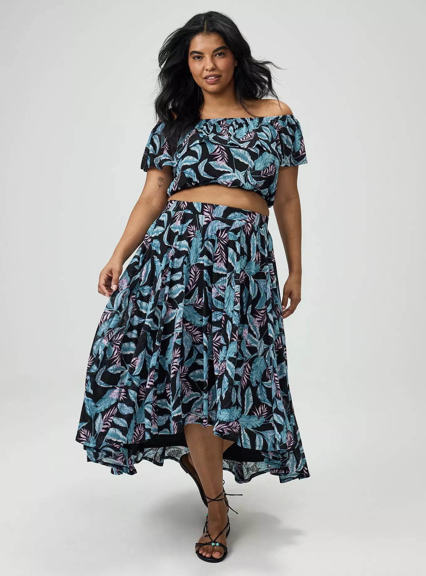 Off-Shoulder Hi-Low Skirt Set | Torrid (US & Canada)