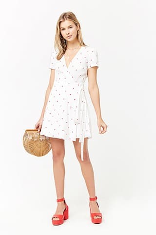 Heart Print Surplice Wrap Dress | Forever 21 (US)