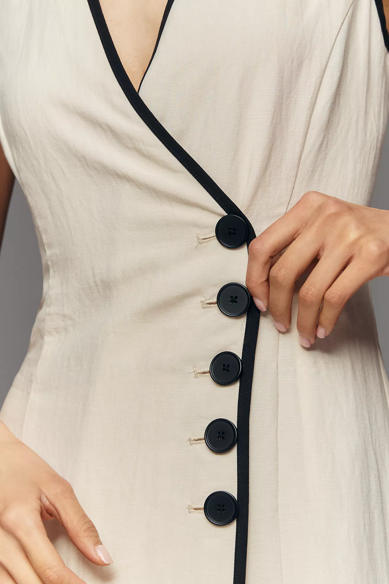 Mare Mare Linen Asymmetric Button Midi Dress | Anthropologie (US)