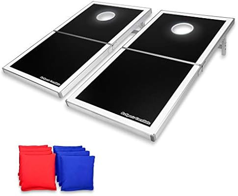 GoSports Cornhole PRO Regulation Size Bean Bag Toss Game Set - Foldable (American Flag, LED, Blac... | Amazon (US)