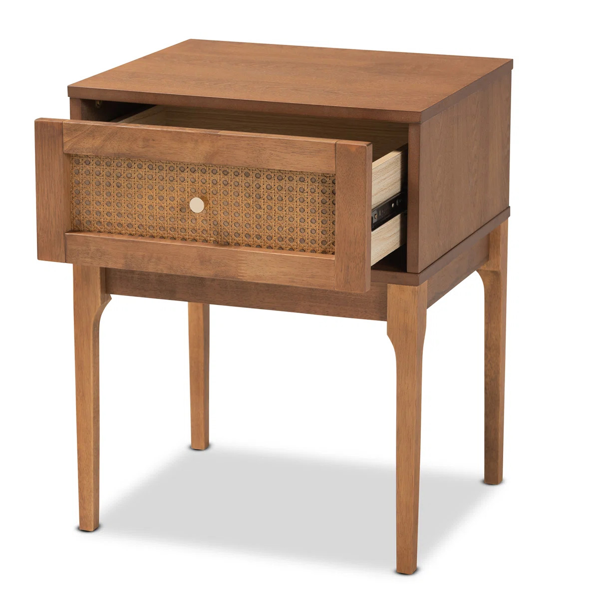 Bianaca Ramiel Mid-Century Modern Ash Wood and Rattan 1-Drawer Nightstand | Wayfair North America