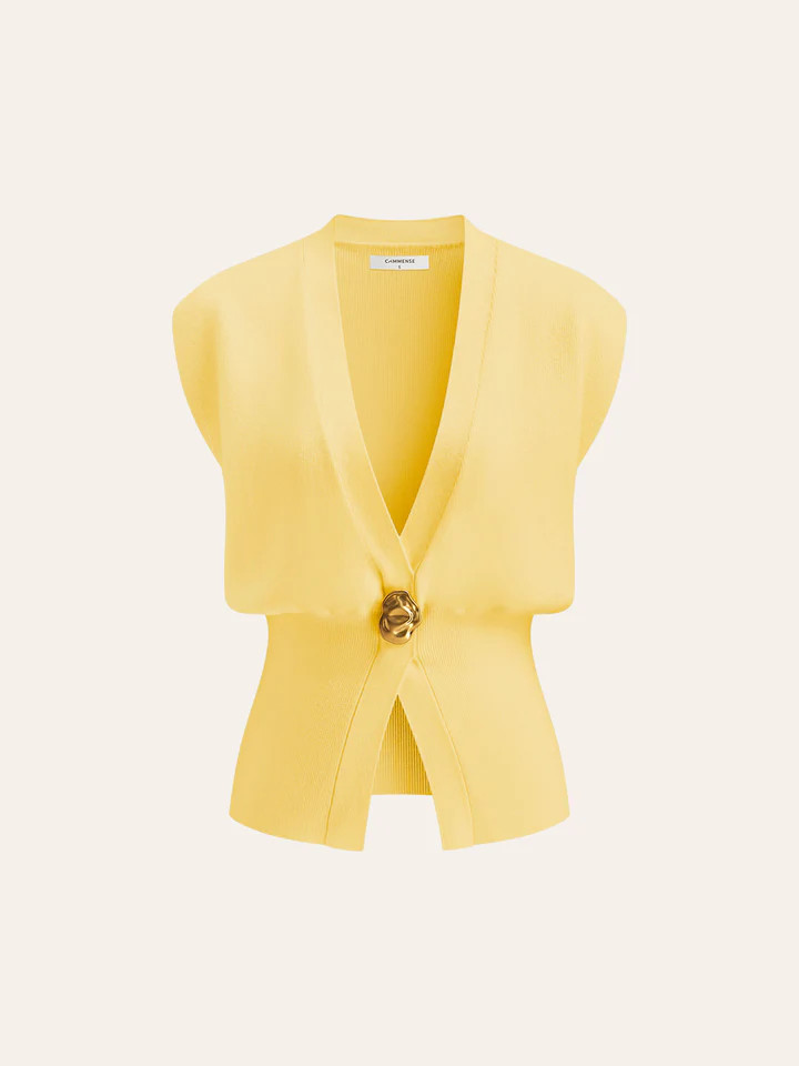 V-Neck Buttoned Detail Sweater Vest | Commense