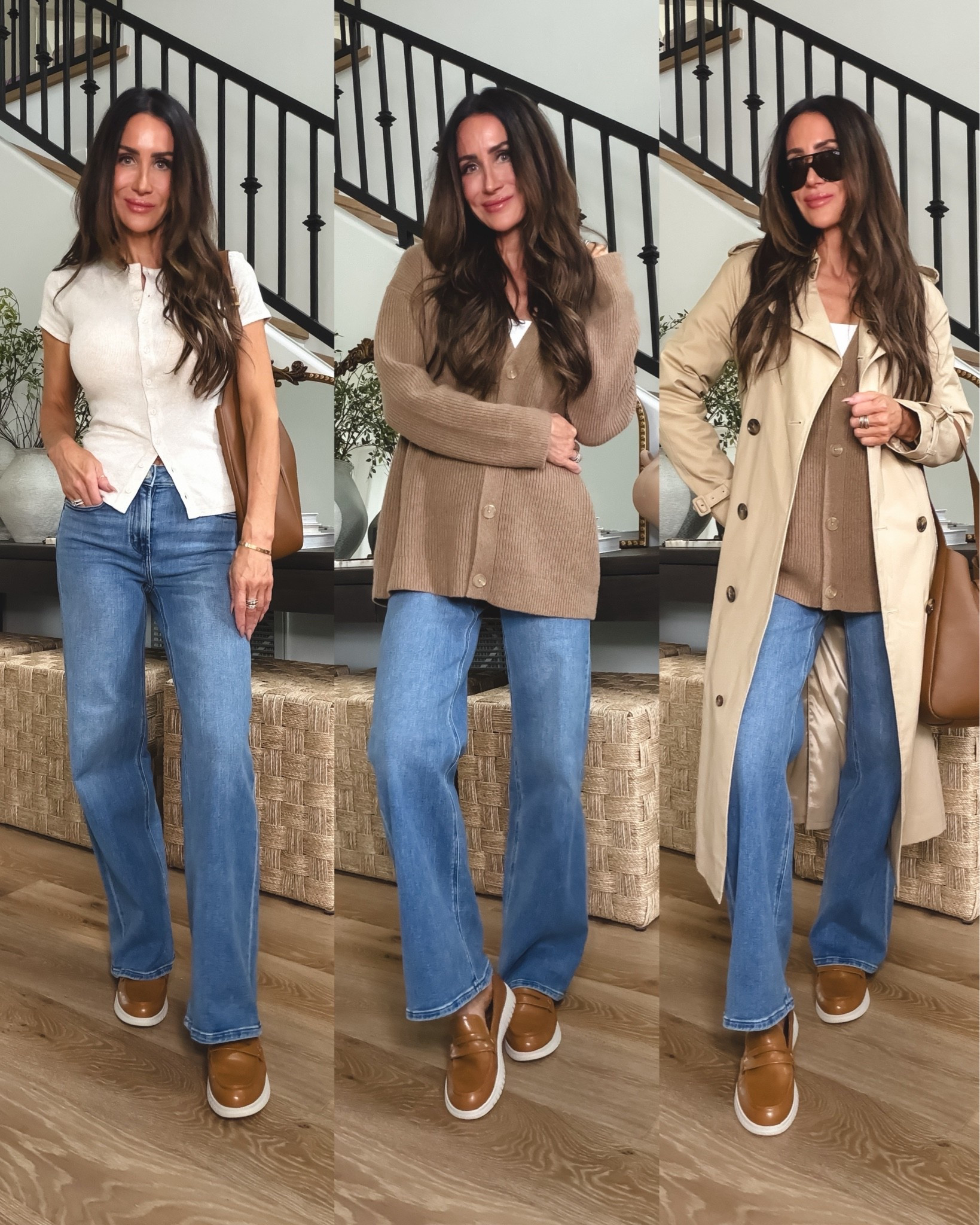 Must have, designer vibes, yet affordable straight leg denim and 3 ways to style (I bought in color charcoal black as well) 
Sz 25, reg length, Atlantic blue) I’m 5’5”

-Rib button tee (heather oatmeal, sz XS)
-Cashmere oversized button down sweater (sz small, color Teak) deliciously soft and comfy 
-Trench (sz xs, light khaki) incredible detailing and beautifully made)
@Quince #QuincePartner

#LTKootd #LTKSeasonal #LTKOver40