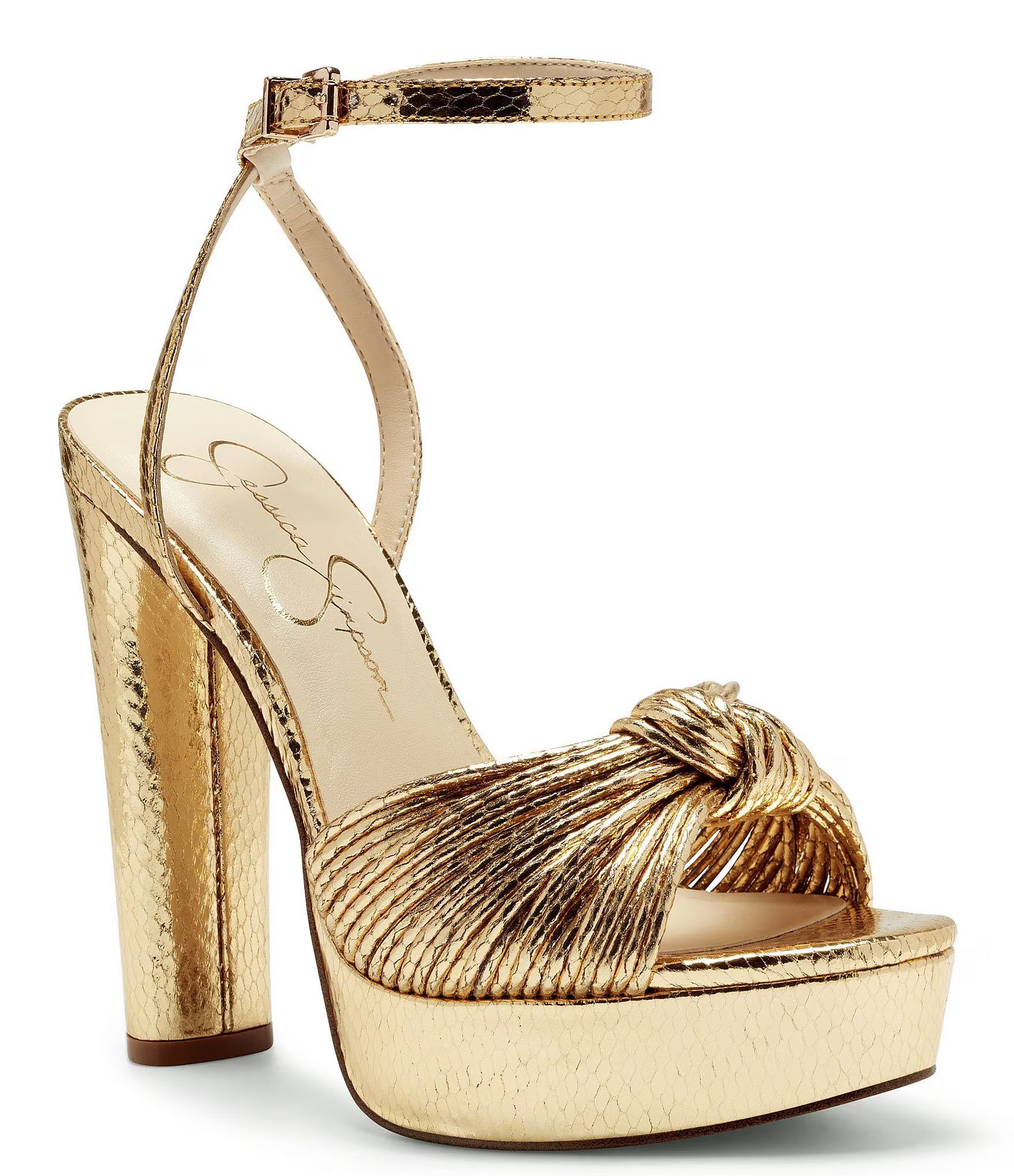 Immie Ankle Strap Embossed Platform Dress Sandals | Dillard's