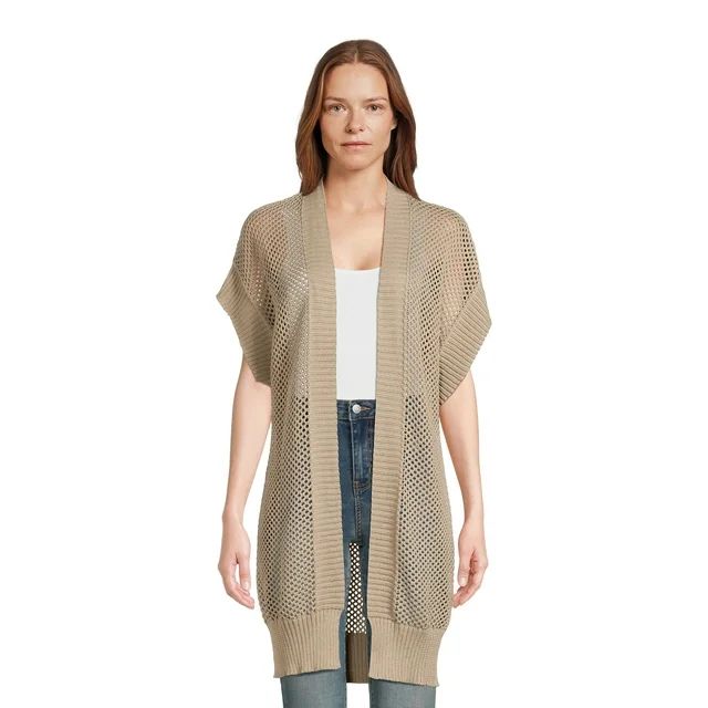 Time And Tru Women's Crochet Layering Piece, Sizes S-3Xl, Khaki | Walmart (US)