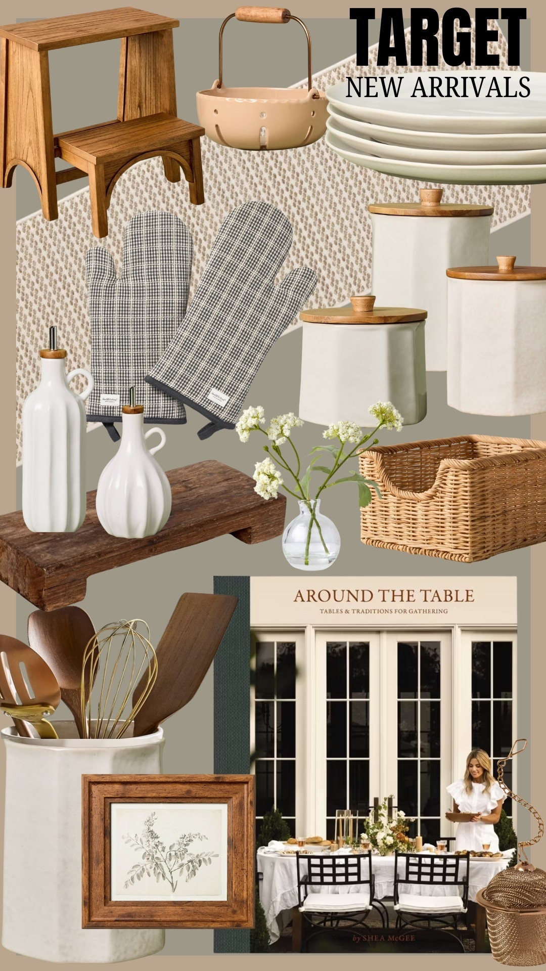 Target new arrivals | hearth and hand new arrivals | kitchen decor | wood pedestal board | berry bowls | stoneware canisters | utensil crock | step stool | oven mitts | olive oil jar | basket | kitchen runner | faux florals | wood spoons 

#LTKFindsUnder50 #LTKFindsUnder100 #LTKHome