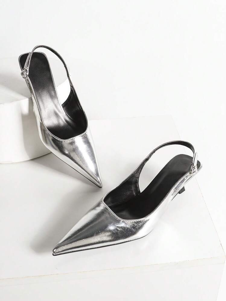 Fall/Winter 2025 Women's Black High Heel Pumps, 4cm Kitten Heel Pointed Toe Shoes, Party High Hee... | SHEIN