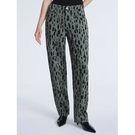 Scoop Women's and Women’s Plus Animal Print Barrel Jeans, Sizes 0-26 | Walmart (US)