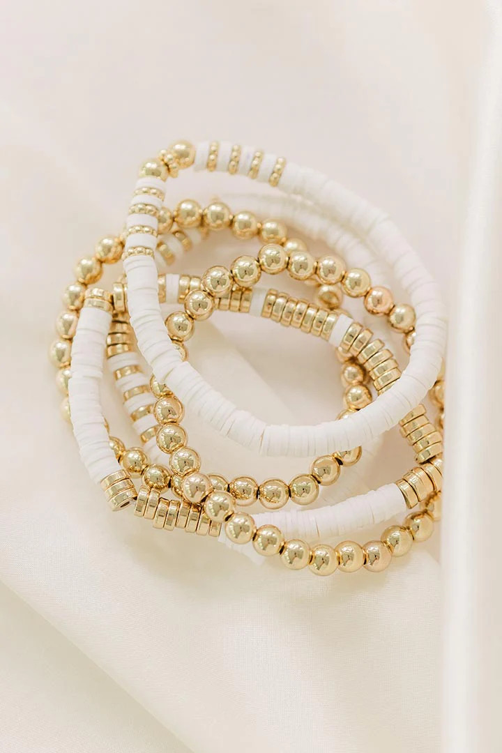 White Beaded Bracelet Set | Harper Meyers + Co