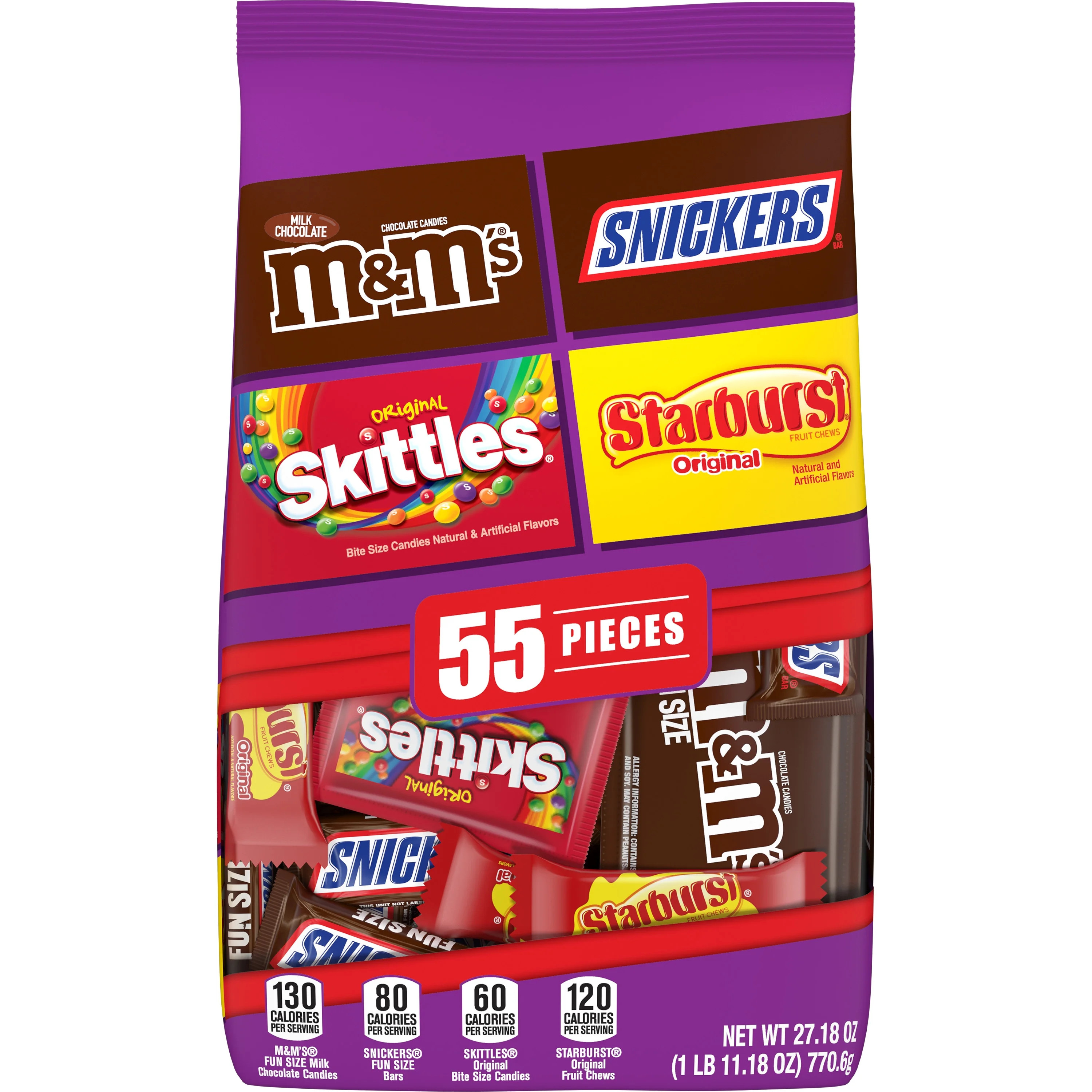 M&M's, Snickers, Skittles Fun Size Candy, Party Size - 55 Ct | Walmart (US)