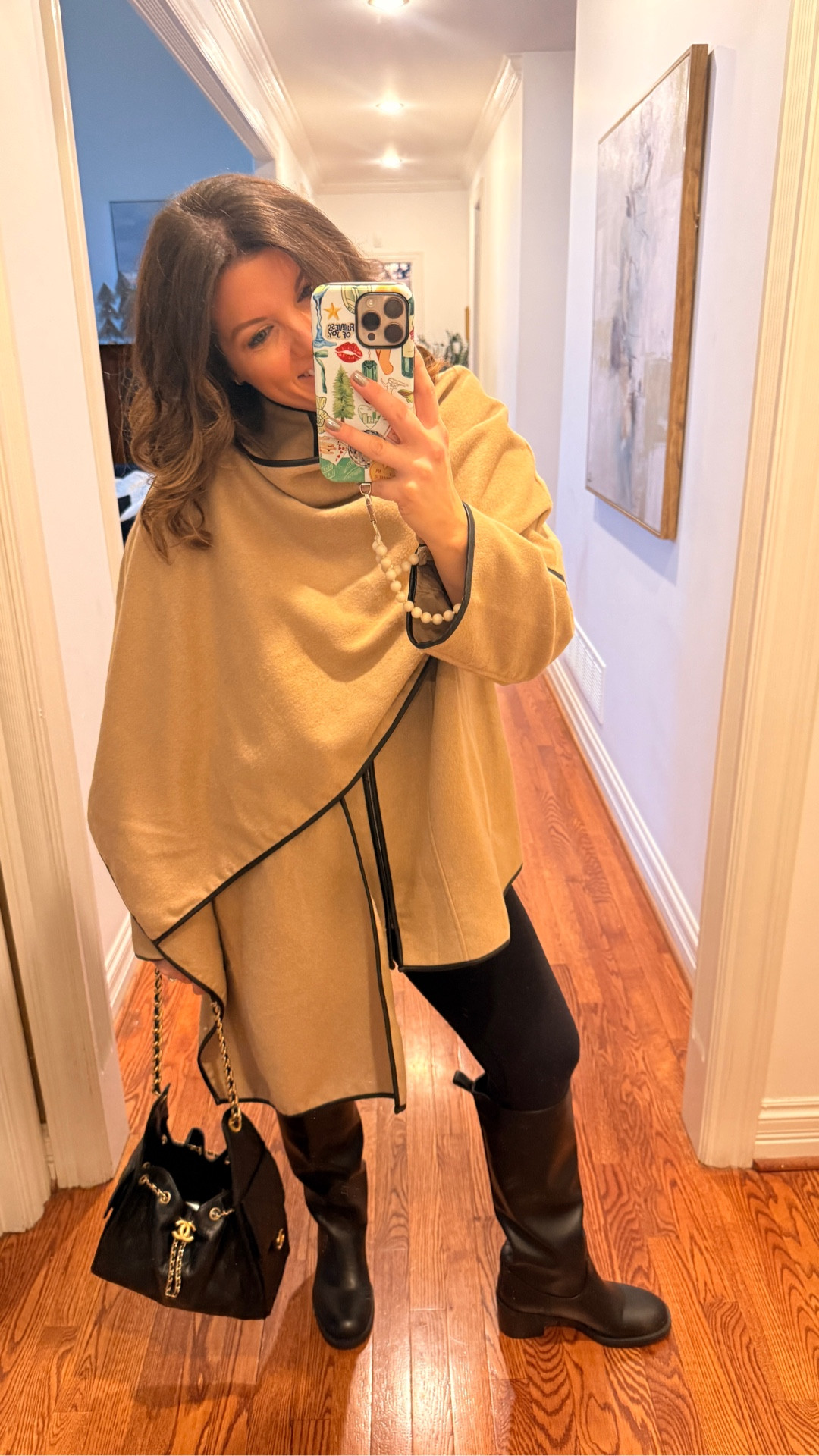 #ootd 

love this super reasonable cape coat from @target with these chunky moto boots & my favorite @chanel bag 

#LTKMidsize #LTKHoliday #LTKootd