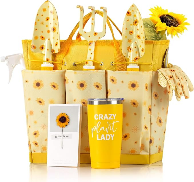 Sunflower Gardening Gifts for Women, Garden Tool Set, Heavy Duty Gardening Hand Tools with Garden... | Amazon (US)